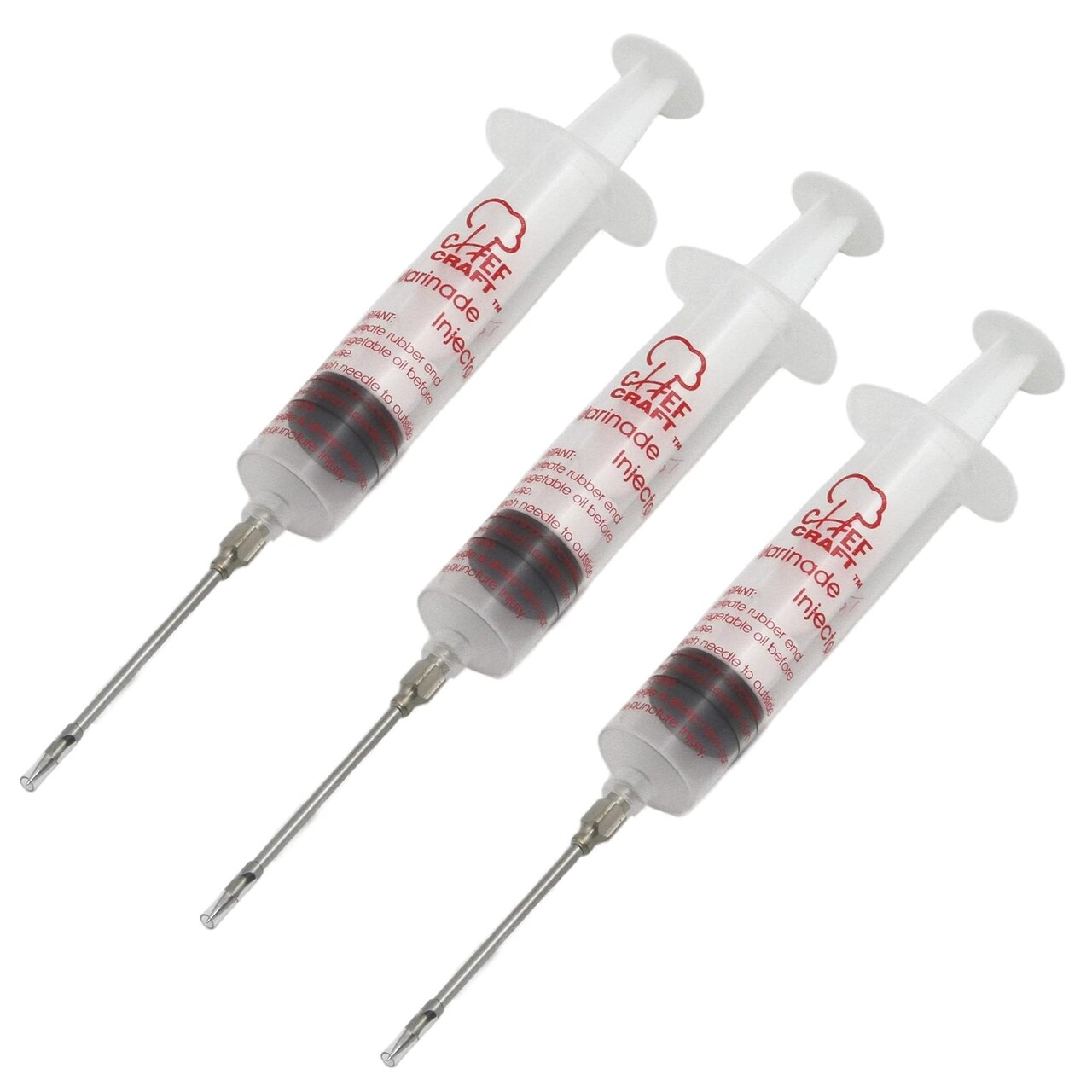 Chef Craft 1oz Meat Injector Marinade Seasoning Flavor Syringe with Stainless Steel Needle